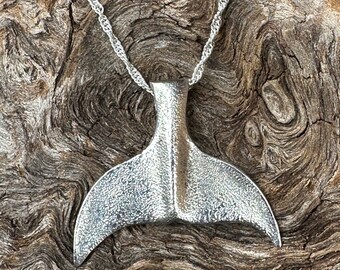 Whale Tail pendant  1" sterling silver