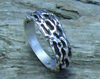 Sterling Silver Bark Texture Ring