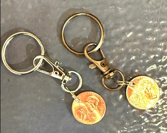 lucky Penny Key Ring Copper you choose a year Coin for a special occasion. Groom gift, wedding gift,