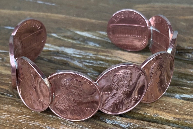 Penny Bracelet Vintage Copper genuine coins pick a year. Soldered not glued. Cuff penny bracelet. Pennys image 2