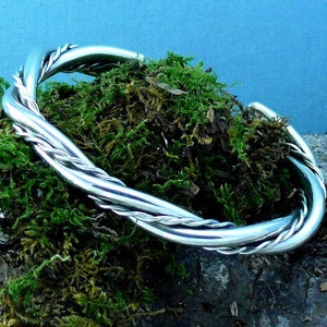 Cuff Bracelet Hand Forged Twisted Sterling Silver