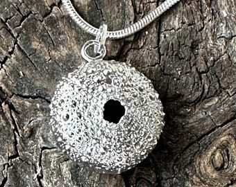 Sea Urchin pendant 2 sided 3 D Sterling Silver Just like picking one off the beach