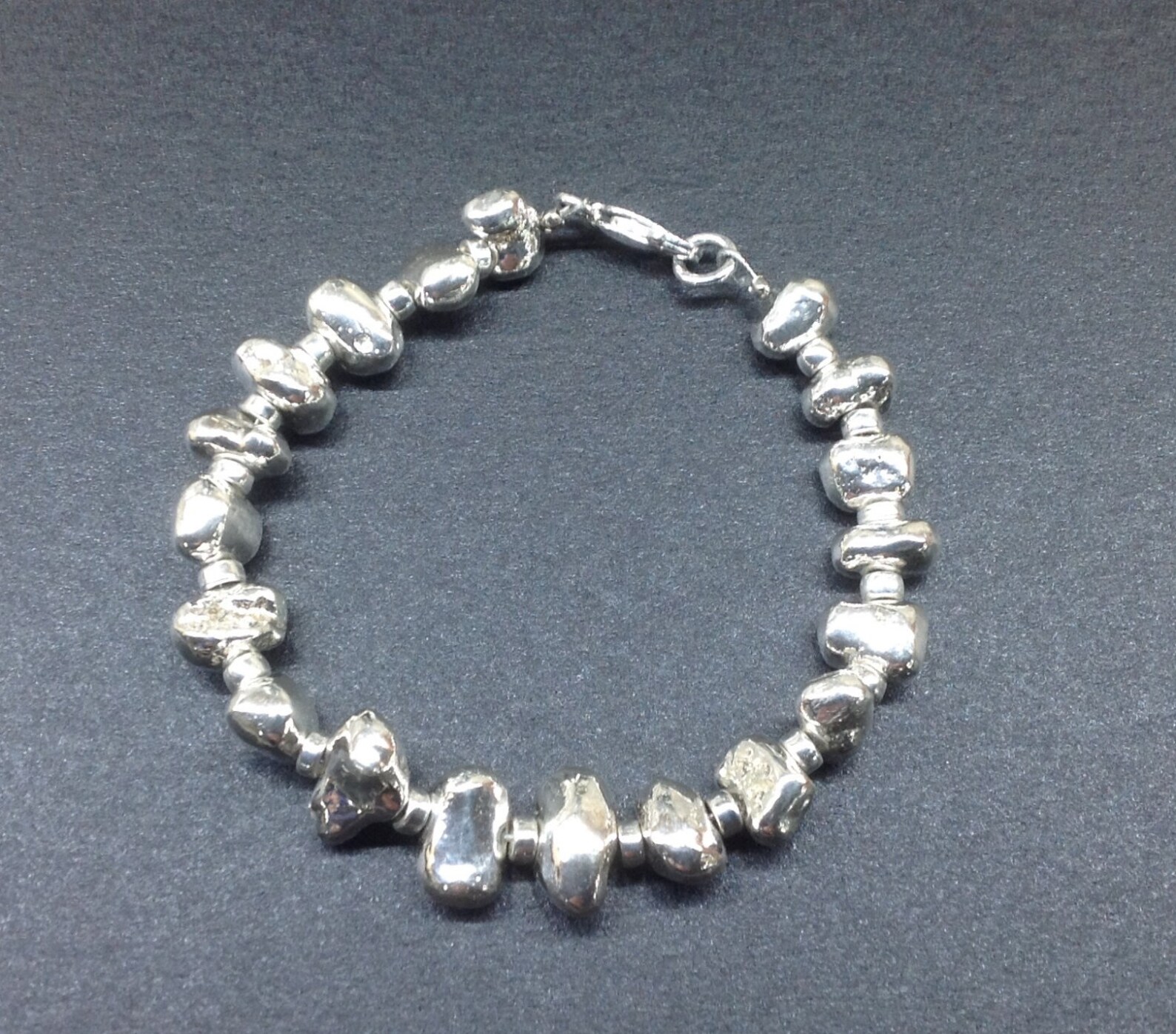 Sterling Silver Nugget Bracelet Medium Weight Etsy