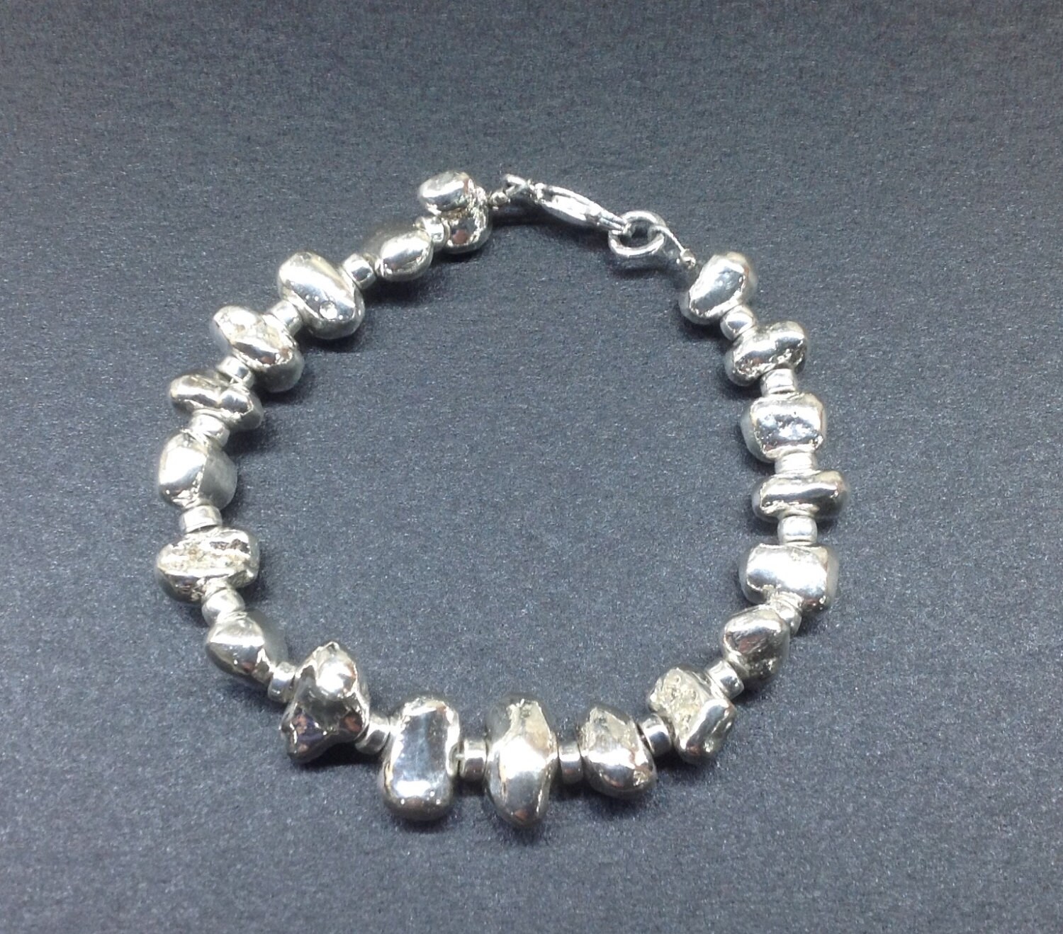 Sterling Silver Nugget Bracelet Medium Weight - Etsy