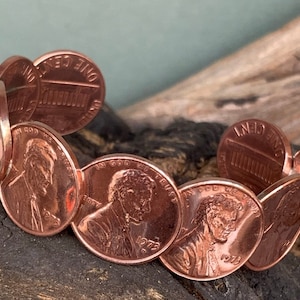 Penny Bracelet Vintage Copper genuine coins pick a year. Soldered not glued. Cuff penny bracelet. Pennys
