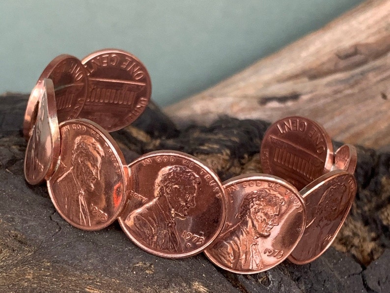 Penny Bracelet Vintage Copper genuine coins pick a year. Soldered not glued. Cuff penny bracelet. Pennys image 1