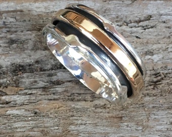 Spinner ring Worry Ring Sterling Silver and Gold Filled