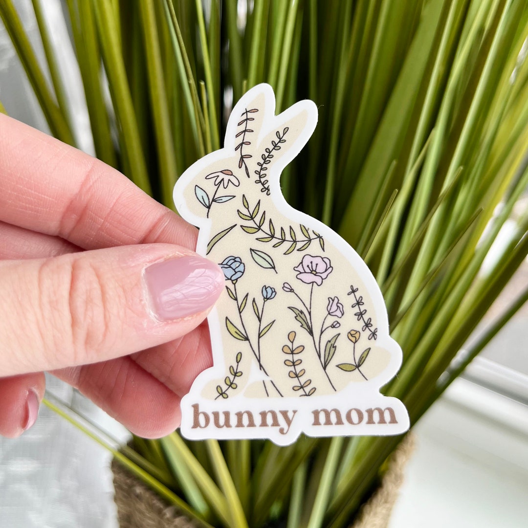 Bunny Mom Matte Vinyl Sticker Floral Design Sticker for Laptops, Water Bottles & More Gift for