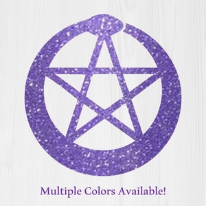 Glitter Ouroboros Pentagram Pentacle Permanent Vinyl Decal