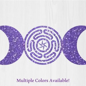 Glitter Triple Moon Hecate&#39;s Wheel (Version 1) Permanent Vinyl Decal Active