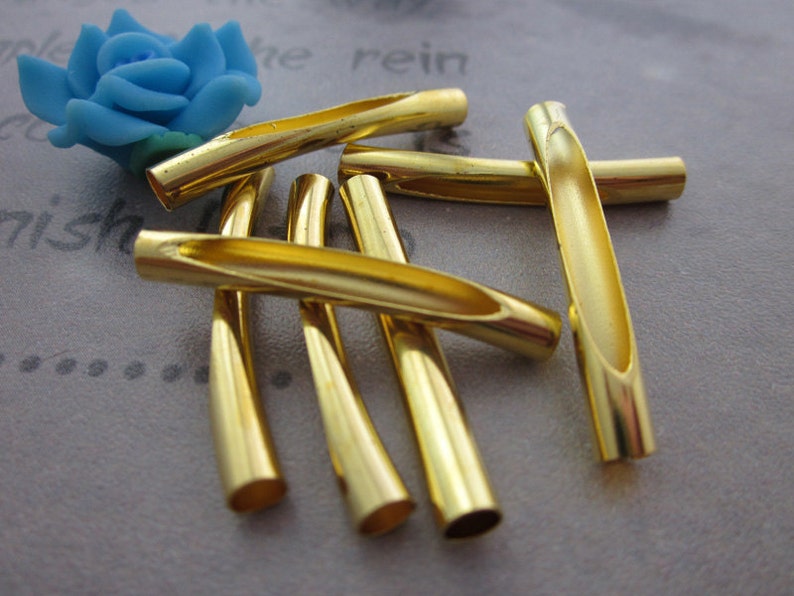 Curved Tube Noodle Beads with Cutout Gold Plated Bead 4mm x Etsy