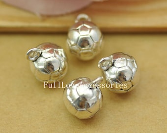 10pcs Antique Silver Soccer Charms Pendant 10x13mm Silver Football Charms Pendant