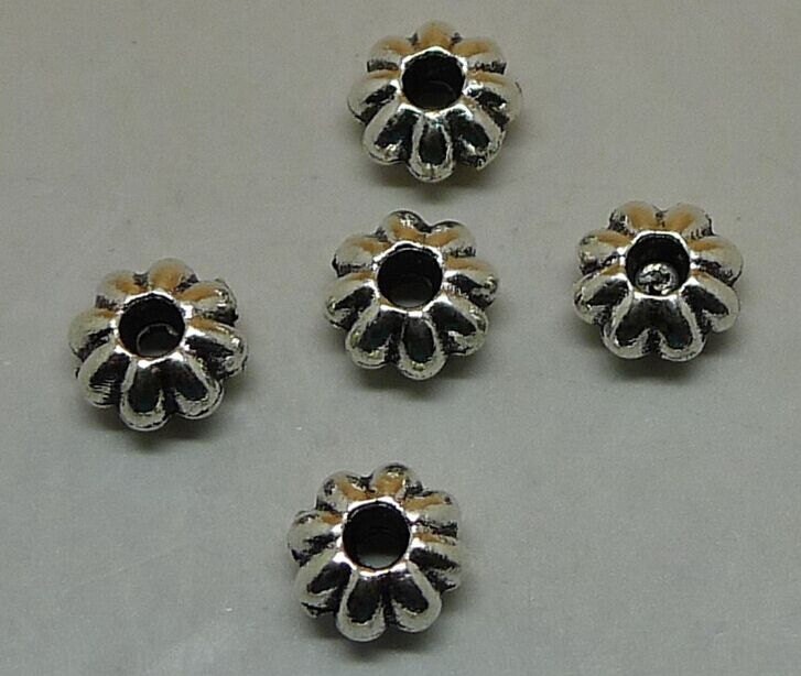 50pcs Connector Beads, 4x7mm Antique Silver Connector Beads Charms