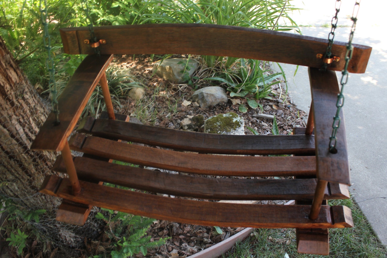 French Wine Barrel Stave Porch Swing hand made and the most Etsy