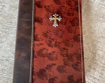 Leather Bible Cover, includes Bible, tortoiseshell design