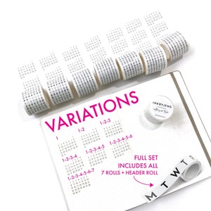 Washi Tape Mini Calendars for Planners and Journals - 5mm grid - Original Handwriting - 40mm jumbo rolls