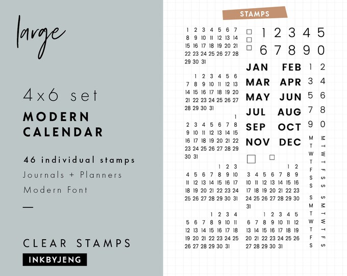 STMP-4X6-034 Calendar Modern Planner and Journal Clear Stamp Kit 4x6 - Etsy