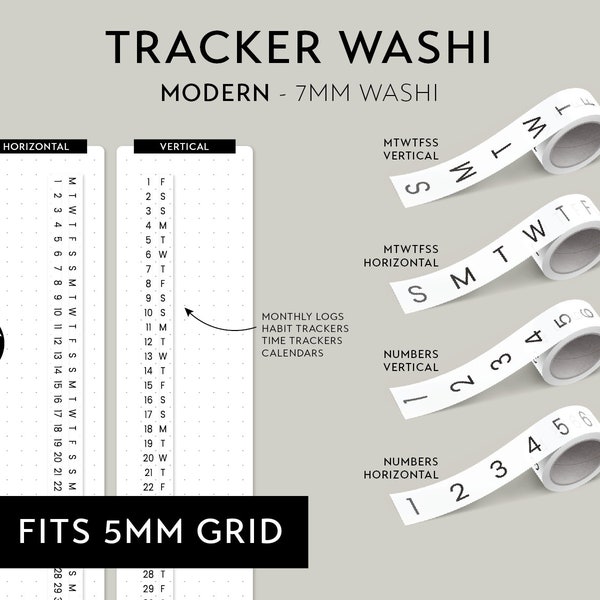 Modern - Tracker Washi Tape - 7mm