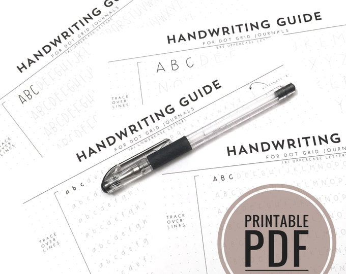 Printable PDF - Handwriting Guide for Journals and Planners / Dot Grid ...