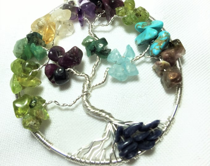 Custom Family Tree-of-Life Pendant: Mother's Tree of Life Gemstone Necklace