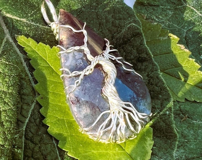 Red Moss Agate Tree of Life Pendant