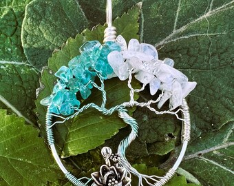 Apatite an Moonstone Lotus Tree of Life Pendant