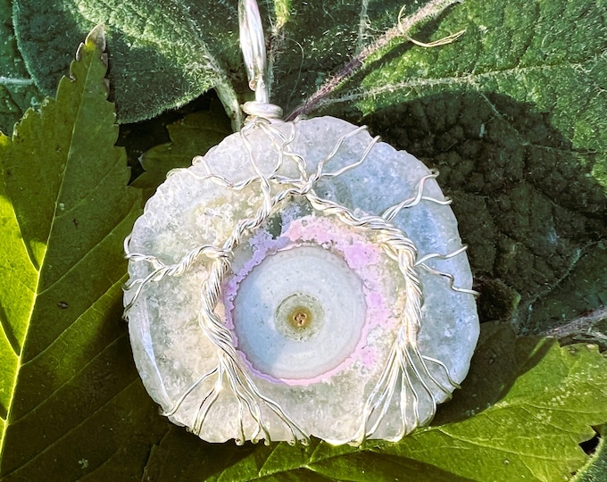 Solar Quartz Wrapped Tree of Life Pendant