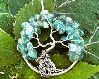 Aquamarine Mermaid Tree of Life Pendant