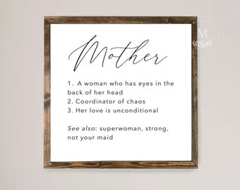 Mother Definition Wall Art, Gift for Mom, Motherhood, Mothers Day Sign, Wood Wall Art