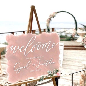 Wedding Welcome Sign, Acrylic Welcome Sign, Clear Acrylic, Acrylic Wedding Signs, Painted Background, Brushed Sign, Modern Wedding Decor