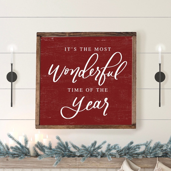 It's The Most Wonderful Time of The Year | Wood Framed Sign | Farmhouse Christmas | Rustic Christmas | Christmas sign Quality Print