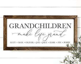 Personalized Grandchildren Sign, Grandparents Sign, Grandchildren Make Life Grand, Gift for Grandparents, Sign for Grandma, Farmhouse Signs