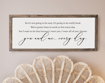 So it's not going to be easy sign | scripture wall decor | master bedroom decor | wall decor | bedroom wall art | wood framed signs