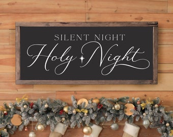 Holy Night Sign, Christian Christmas Decor, Christmas Wall Art, Farmhouse Christmas Decor, Rustic Christmas Sign Quality Print