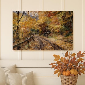 Falling Leaves Vintage Wall Art, Fall Canvas Art, Fall Signs, Fall Wall Art, Vintage Art, Landscape Art