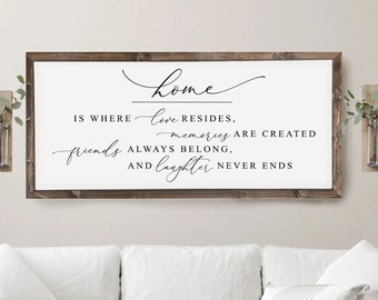 Home is where love resides sign, home decor sign, farmhouse signs, home sign, family room sign, wood signs, farmhouse wall decor