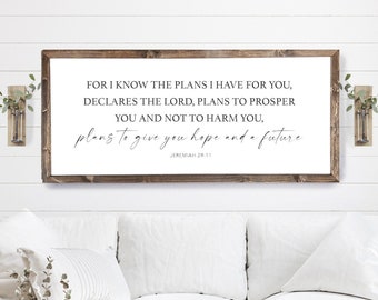 For I know the plans I have for you sign | Scripture sign | Jeremiah 29:11 sign | wood sign | scripture wall decor | Bible verse sign