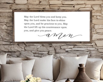 May the Lord Bless You and Keep You Sign, Christian Wall Art, Farmhouse Sign, Living Room Signs, Over the Couch Signs, Scripture Signs
