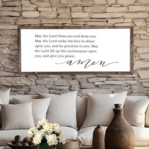 May the Lord Bless You and Keep You Sign, Christian Wall Art, Farmhouse Sign, Living Room Signs, Over the Couch Signs, Scripture Signs