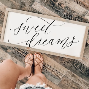 Sweet Dreams Wood Framed Sign Bedroom Sign, Farmhouse Sign, Over the Bed Signs, Wall Decor, Wood Signs for Home