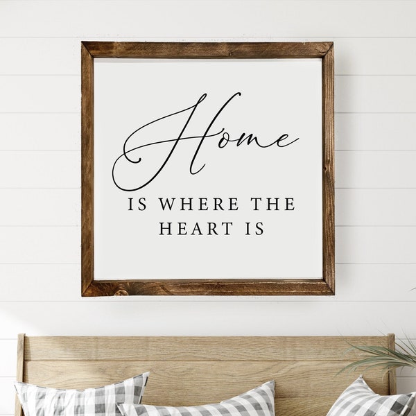 Home is Where the Heart Is | Living Room Wall Decor | Farmhouse Wall Decor | Wood Signs for Home | Farmhouse Signs