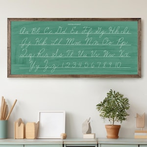 Old School Cursive Alphabet Sign, ABC Canvas Sign, Homeschool Decor, School Room Wall Art, Playroom Decor, Sign for Kids