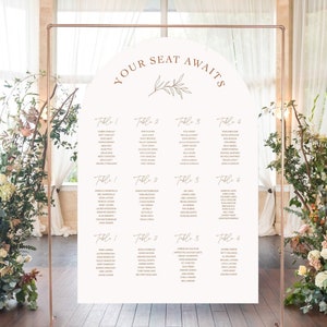 Arched Acrylic Wedding Seating Chart, Modern Acrylic Seating Chart, Arched Chart Sign, Acrylic Wedding Sign, Minimalist Seating chart