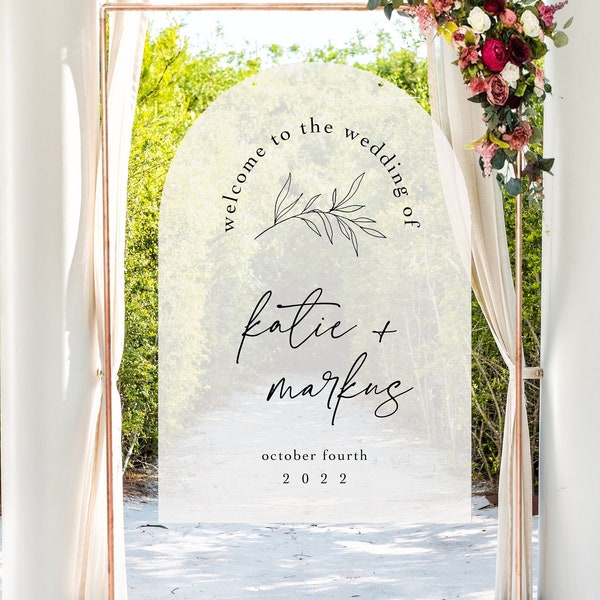 Arched Acrylic Wedding Welcome Sign, Arched Wedding Sign, Acrylic Signs, Modern Wedding Acrylic Signs, Wedding Ceremony | Customize Yours