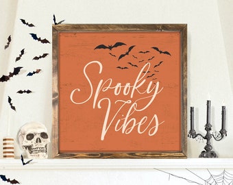 Spookachtige sfeer | Halloween hout ingelijst teken