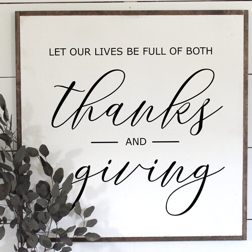 Give Thanks and Giving Framed Wood Sign Dining Room Sign - Etsy