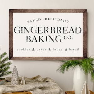 Gingerbread Baking Co. Sign, Christmas Sign, Christmas Wall Art, Farmhouse Christmas Decor, Rustic Christmas Sign