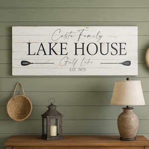 Personalized Lake House Sign, Sign for Lake House, Canvas Lake House Gift, Lake House Decor, Living Room Decor, Farmhouse Signs