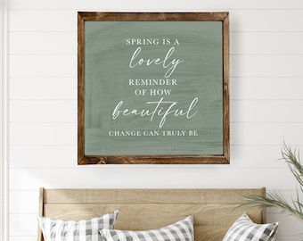 Spring is a Lovely Reminder | Spring Wood Framed Sign | Farmhouse Spring Decor | Rustic Wall Art | Signs for Spring