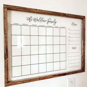 Framed Acrylic Wall Calendar | Personalized Acrylic Calendar |  Large Calendar | Dry Erase Monthly Acrylic Calendar, 2022 Calendar